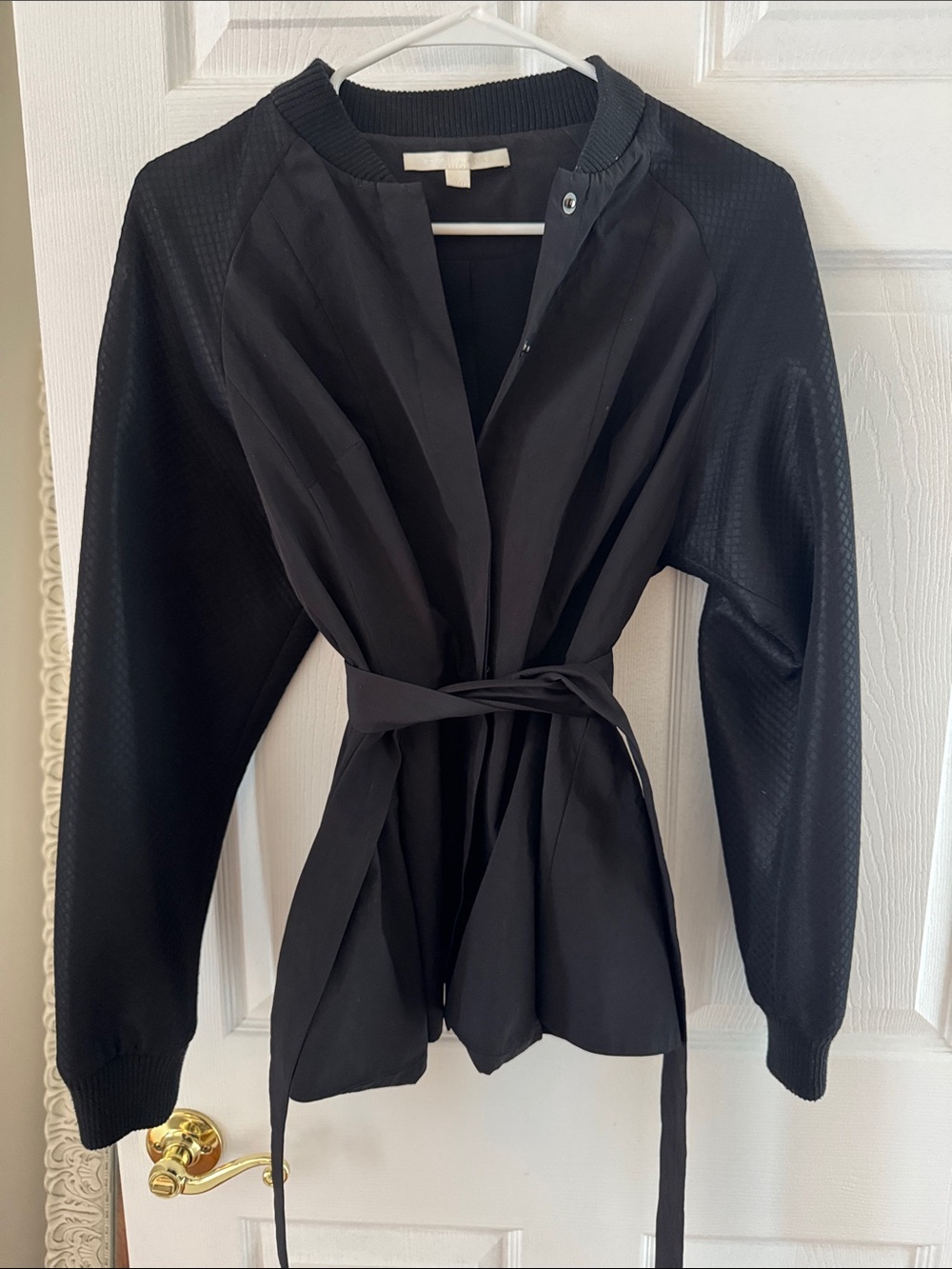 Jonathan Simkhai Black Peplum Bomber Jacket